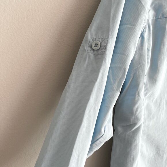 REI Co-op Sahara Button-Up Long Sleeve Shirt Womens Large Blue Roll Tab Outdoor - Picture 4 of 8